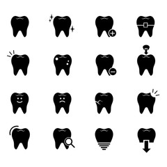 Dental, dentist, tooth, teeth vector icon set.