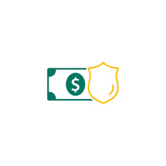 Money Protection Icon Vector. Money and shield icon Flat Design. Business Concept. Isolated Illustration