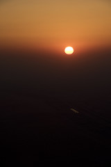 Beautiful sunset on the top of Jabel Hafeet mountain, Al Ain city, UAE. Asia.