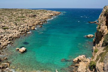 Chrysoskalitissa bay. Blue Lagoon on Crete island