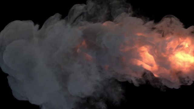 Torch fire and smoke / Smoke lit from inside by fire. Separated on pure black background, contains alpha channel.