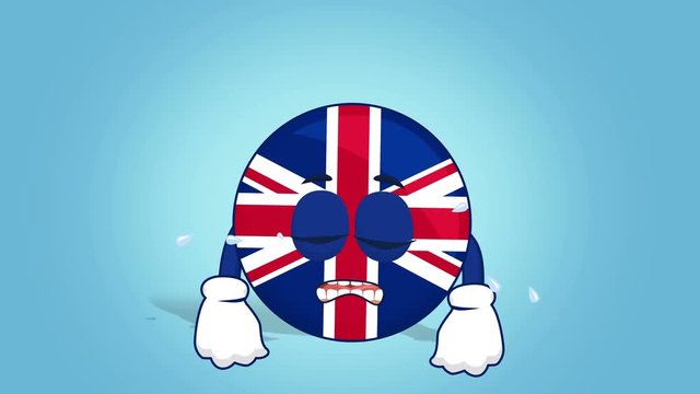Cartoon Great Britain United Kingdom Cry with Face Animation with Alpha Matte