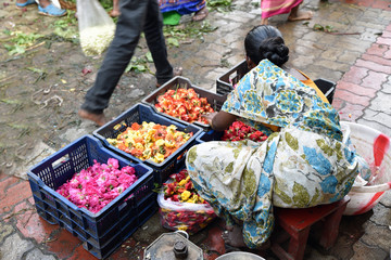 Marché aux fleurs de Madurai, Inde du Sud