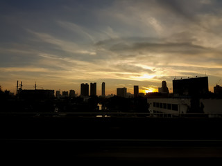 Naklejka premium background of sunset in Bangkok city.