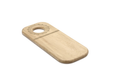 One wooden cutting Board on white background. Iisolate on white