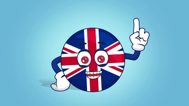 Cartoon Great Britain United Kingdom  Think and Idea with Face Animation with Alpha Matte