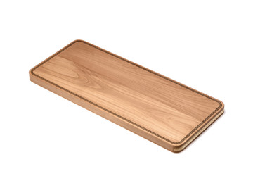One wooden cutting Board on white background. Iisolate on white