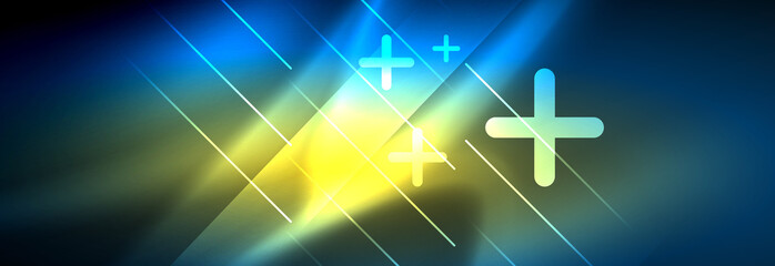 Neon glowing techno lines, hi-tech futuristic abstract background template with lines