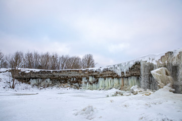 frozen Jagala waterfall near Tallinn, Estonia