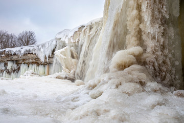 Fototapeta na wymiar frozen Jagala waterfall near Tallinn, Estonia