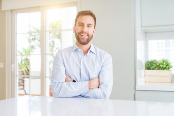 Fototapeta premium Handsome business man happy face smiling with crossed arms looking at the camera. Positive person.