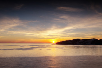 Fototapeta na wymiar sunset on the beach in almunecar spain