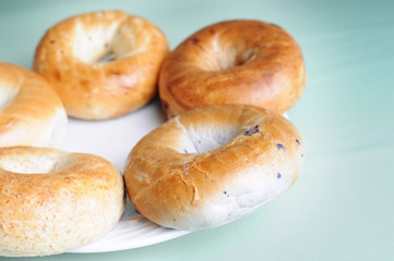 Assorted Fresh Bagels - Bakery Breakfast Food