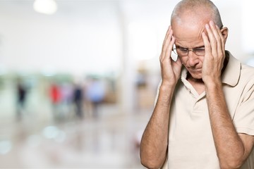Seniors portrait of sad old caucasian man