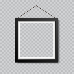 Realistic blank picture or photograph frame hanging. Vector.