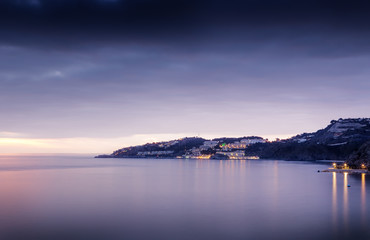 sunset in the town of almunecar spain