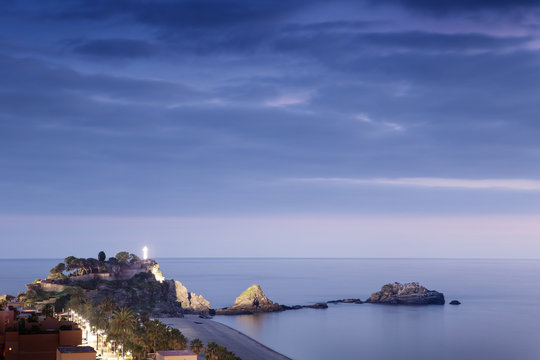 sunset in almunecar spain