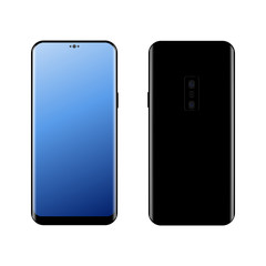 Realistic modern smart phone Front and Back view. Vector