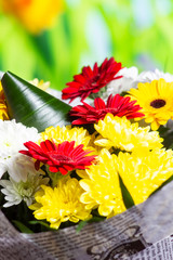 bright bouquet of red white