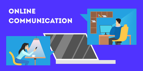 Woman communicate with friend through social network