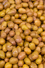 Pickle green olive market. Food concept photo.