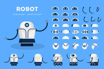 Robot character for animation with various views - obrazy, fototapety, plakaty