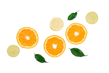 Different sliced citrus isolated on white