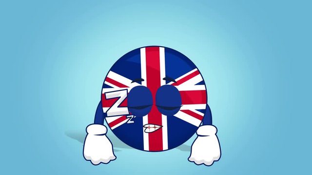 Cartoon Great Britain United Kingdom  Sleep with Face Animation with Alpha Matte