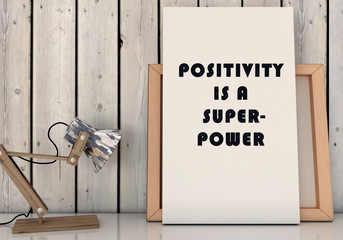 Motivation words Positivity is Superpower. Inspirational quotation. Life, Happiness concept. 3D...