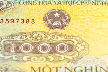 detail of a 1000 vietnamese dong bank note obverse