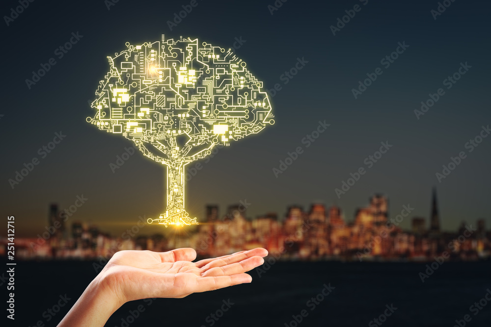 Poster artificial intelligence and hardware concept