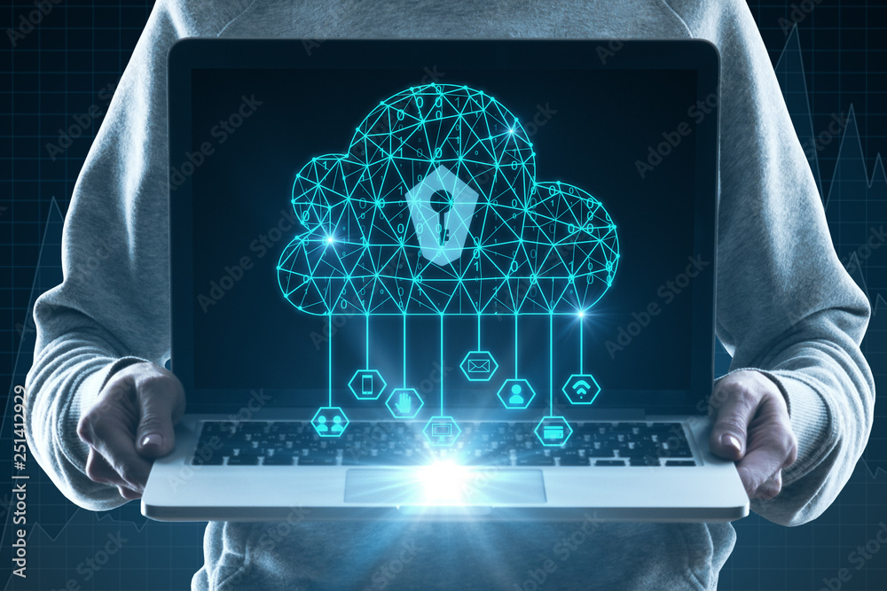 Aufkleber cloud computing and internet safety concept