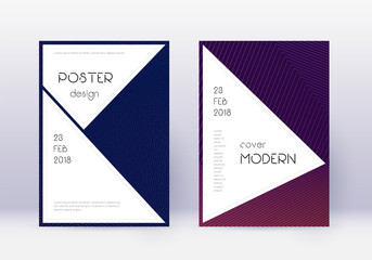 Stylish cover design template set. Violet abstract