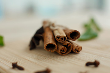 Ingredients for the preparation of a vitamin drink on a wooden platform