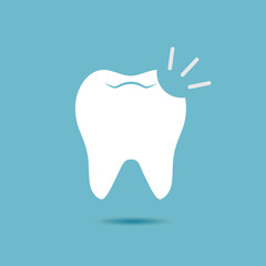 Broken tooth vector isolated on white background.
