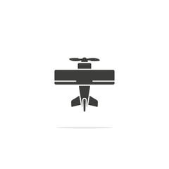 Monochrome vector illustration of a airplane icon , isolated on a white background.