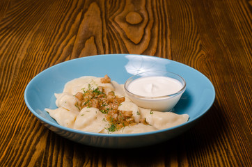 Cepelinai - traditional Lithuanian stuffed potato dumplings