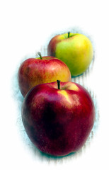 Apples surrounded by white background