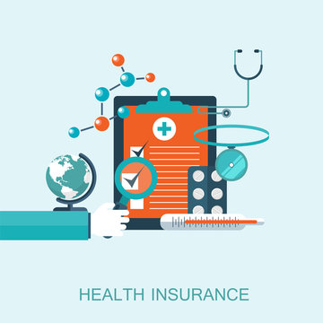 Health care insurance concept. Flat vector illustration
