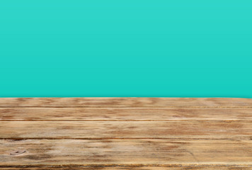 Empty wooden table on white background. Mockup for design