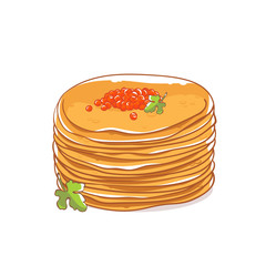 Pancakes with caviar, parsley.