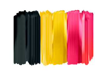Belgium colorful brush strokes painted flag.