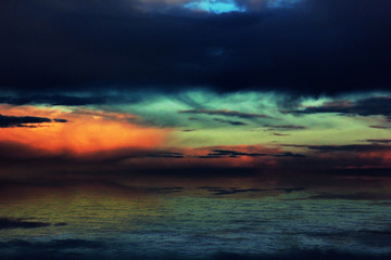 Fototapeta premium Surreal sky Interesting beautiful colors contrast Oil Painting