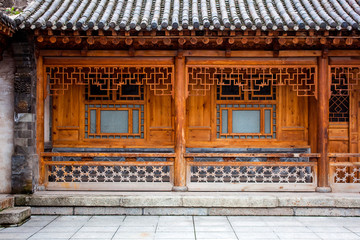 Traditional Wooden Chinese Architecture Of The House.