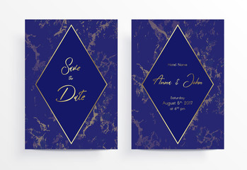 Invitation card template of gold geometric design