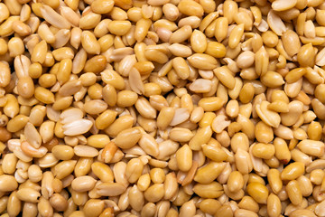 Washed grains of peeled peanuts ready for frying