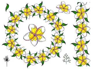Foto op Plexiglas floral wreath isolated on white © krecunat