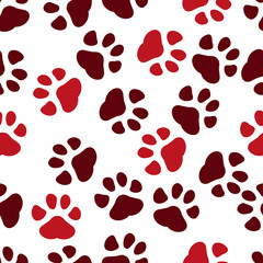 Paw print seamless. Traces of Cat Textile Pattern. Cat footprint seamless pattern. Vector seamless