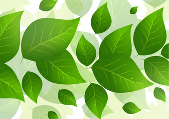 Abstract background with bright green leaves - Vector Graphics