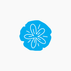 Blue abstract circle logo with line flower design   vector illustration